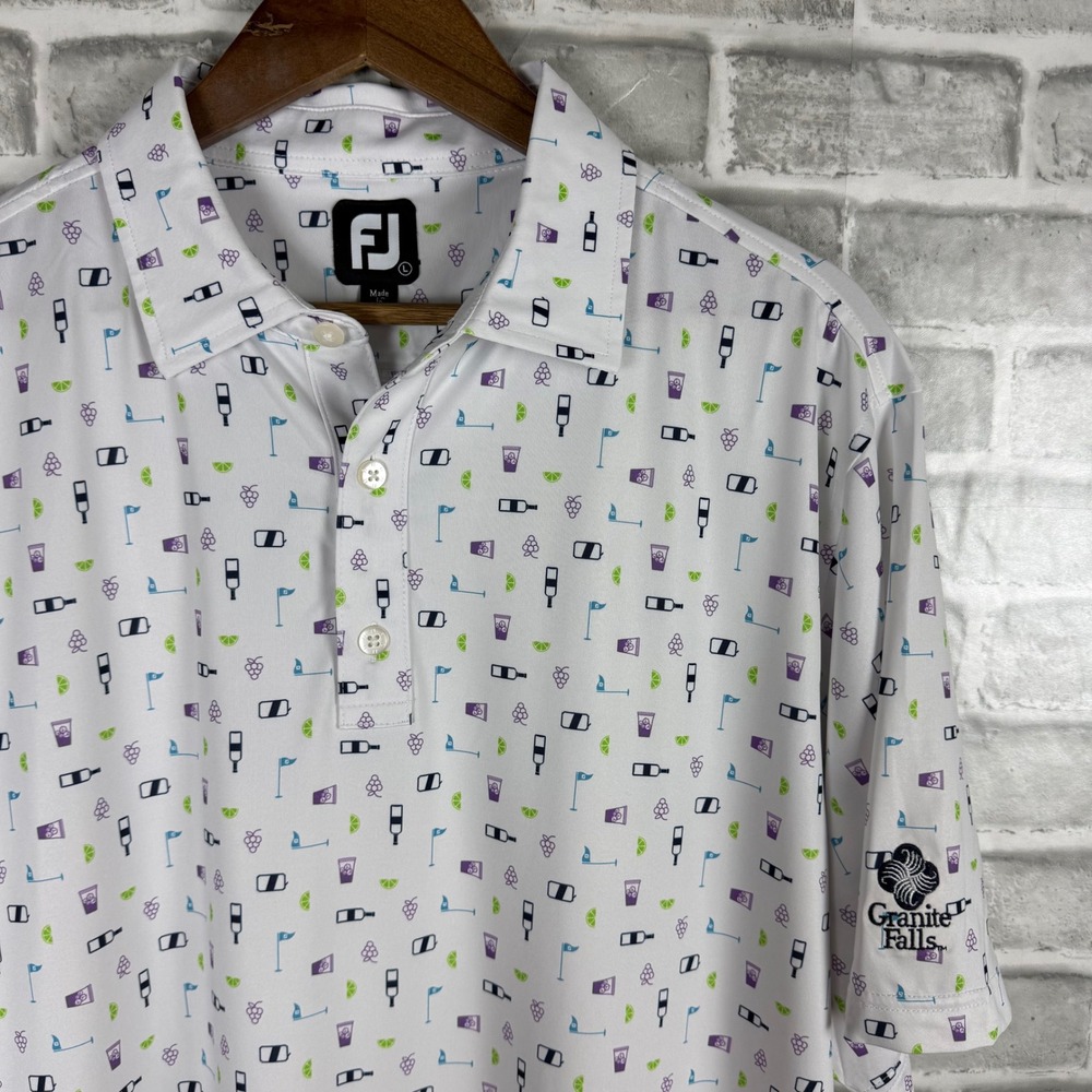 FootJoy Men Large Golf Polo Shirt Transfusion AOP Granite Falls Performance Polo